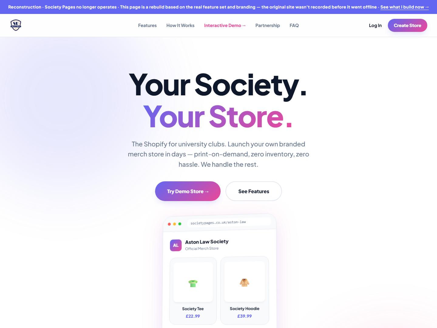 Society Pages rebuilt site